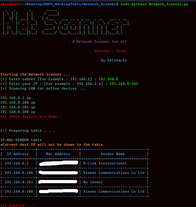 Screenshot Of LAN_Scanner Date: Sat March 02 09:13:25 PM