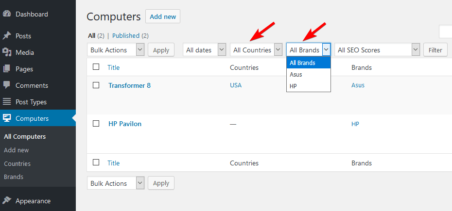 admin taxonomy filter