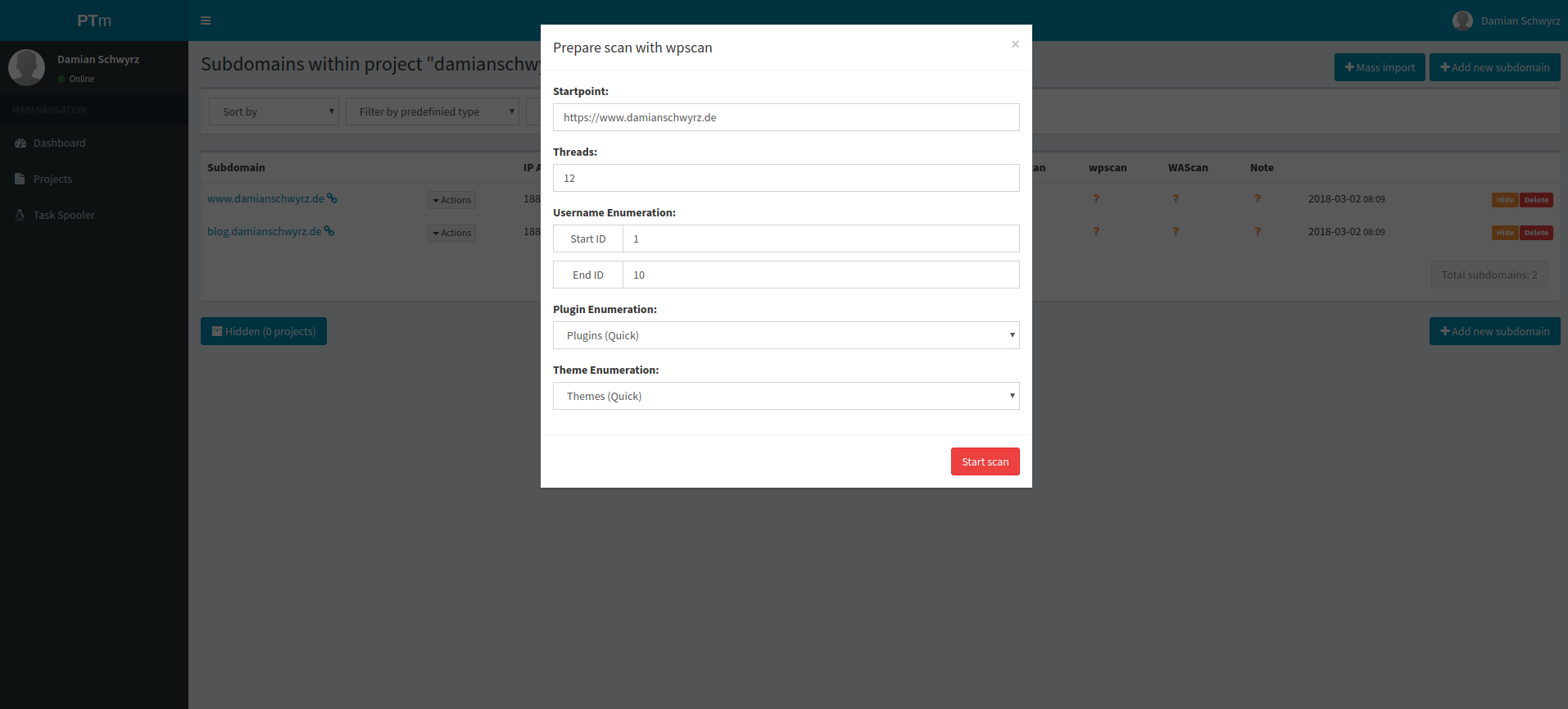 wpscan interface