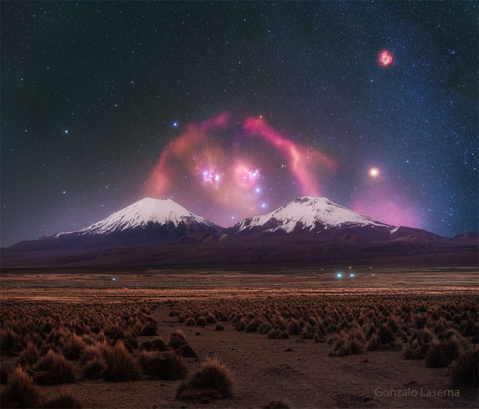 2026-07-28 Barnards Loop over Twin Volcanoes NASA