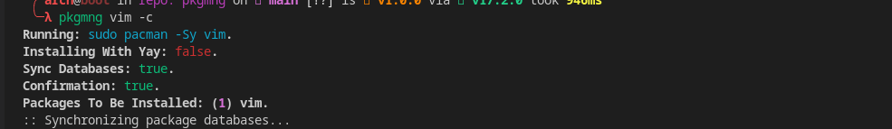 Installing vim with confirmation flag.