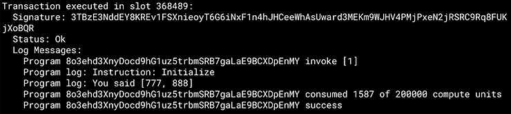 solana logging an array