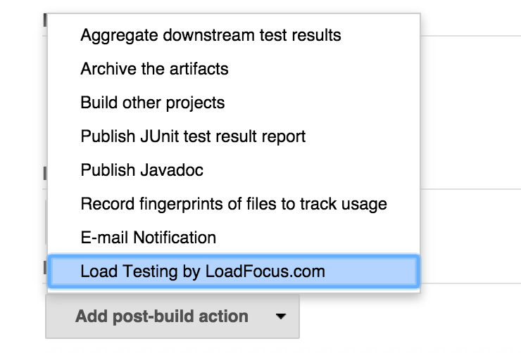 Load Testing Add Post Build Action