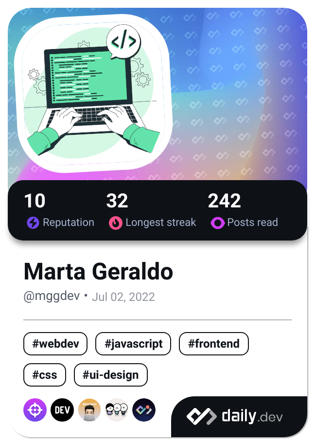 Marta Geraldo's Dev Card