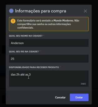 Informações da compra