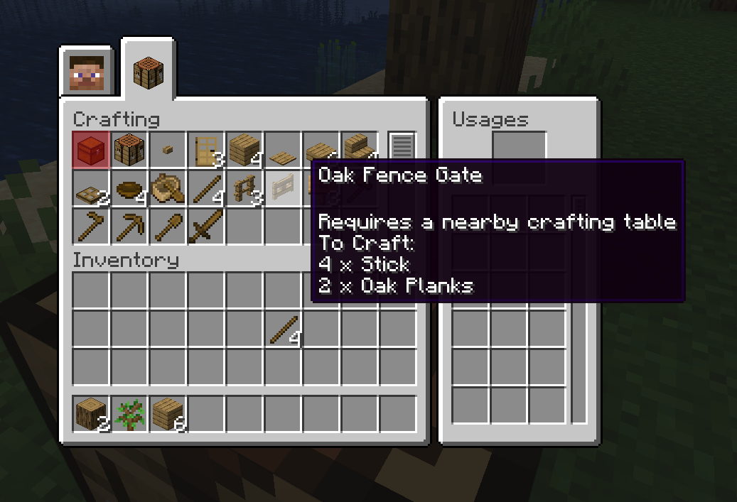 Image of added crafting screen