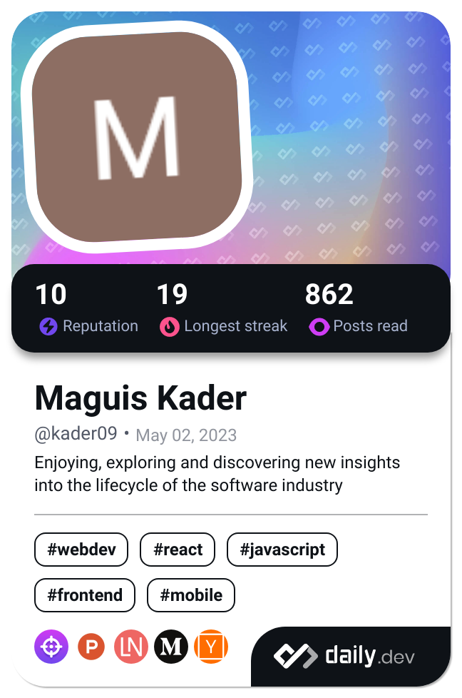 Maguis Kader's Dev Card