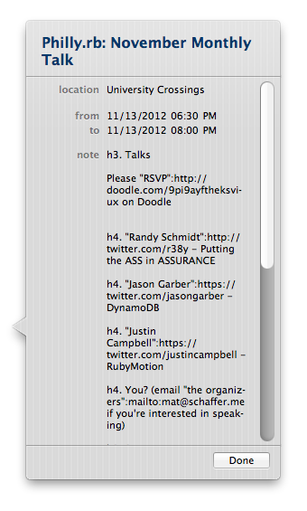 iCal info pop-up for event “Philly.rb: November Monthly Talk”