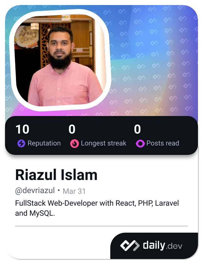 Riazul Islam's Dev Card