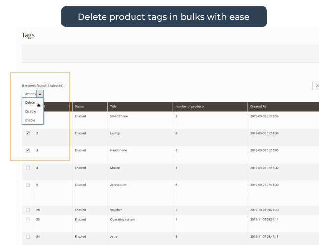  Delete product tags for Magento 2 Free in bulks