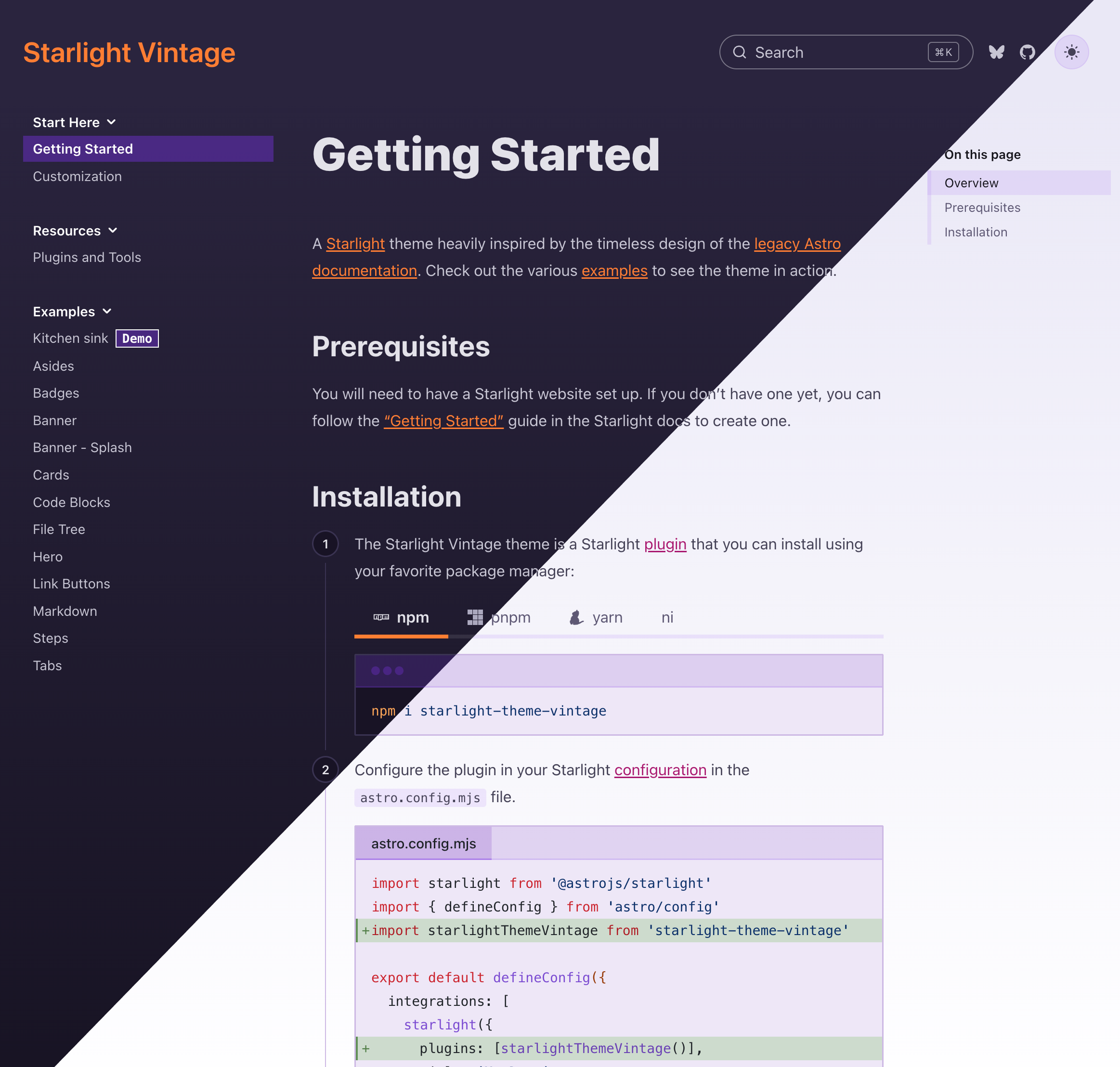 GitHub - HiDeoo/starlight-theme-vintage: Starlight theme heavily ...