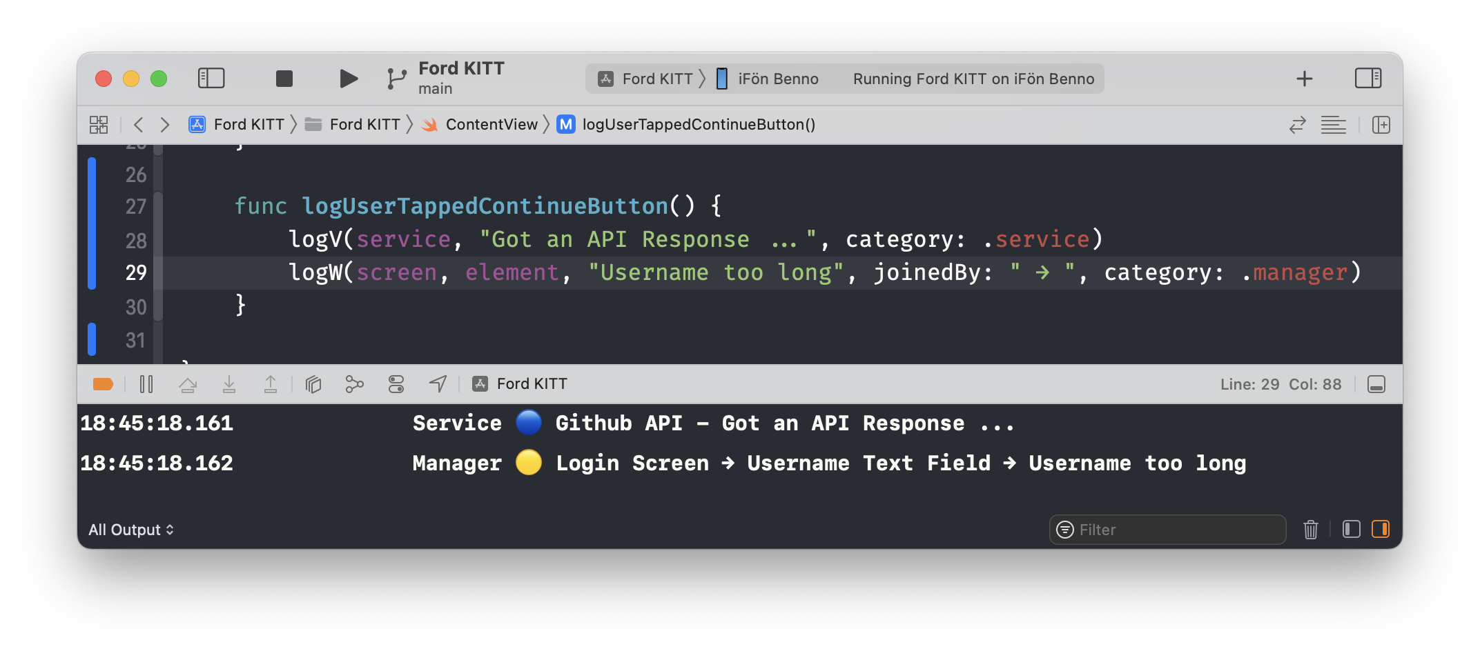 Console Output of multiple PrettyLog statements with different Log Categories