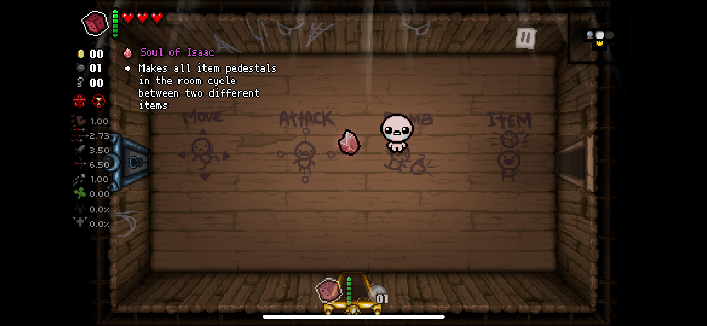 Soul of Isaac uses its own icon and description, alongside support for cards, runes and identified pills.