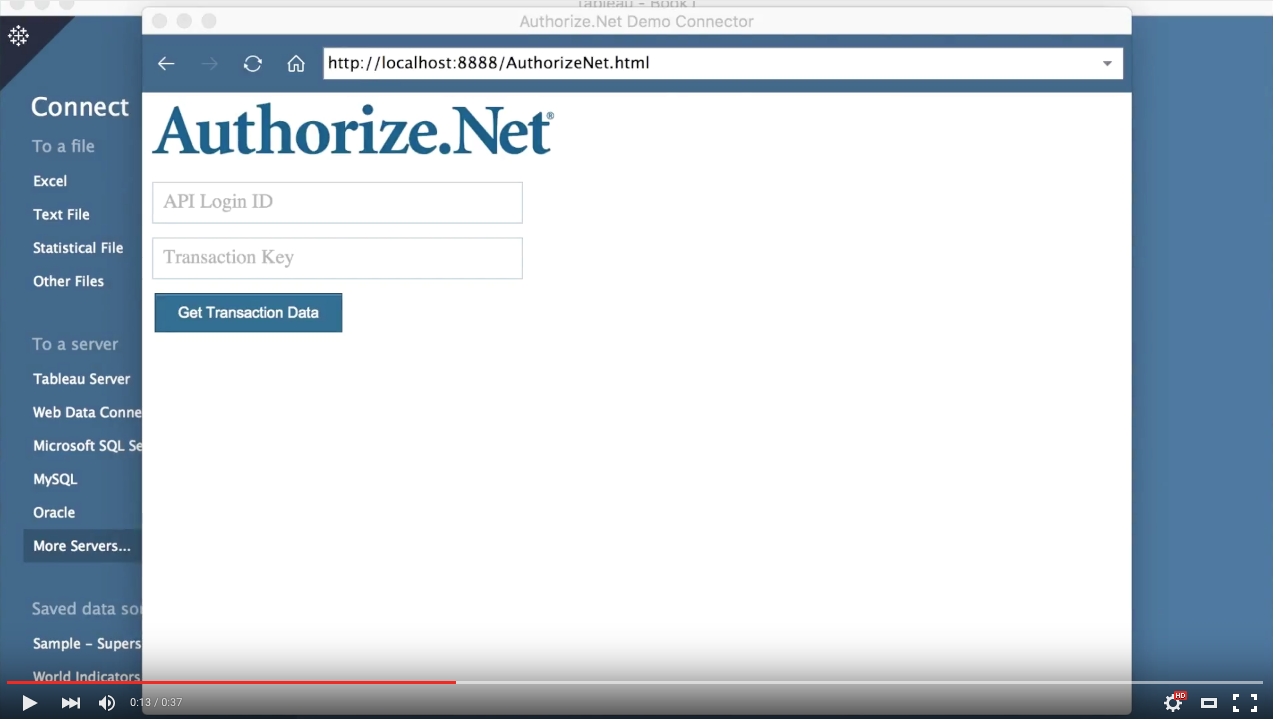 Tableau and Authorize.Net Web Data Connector