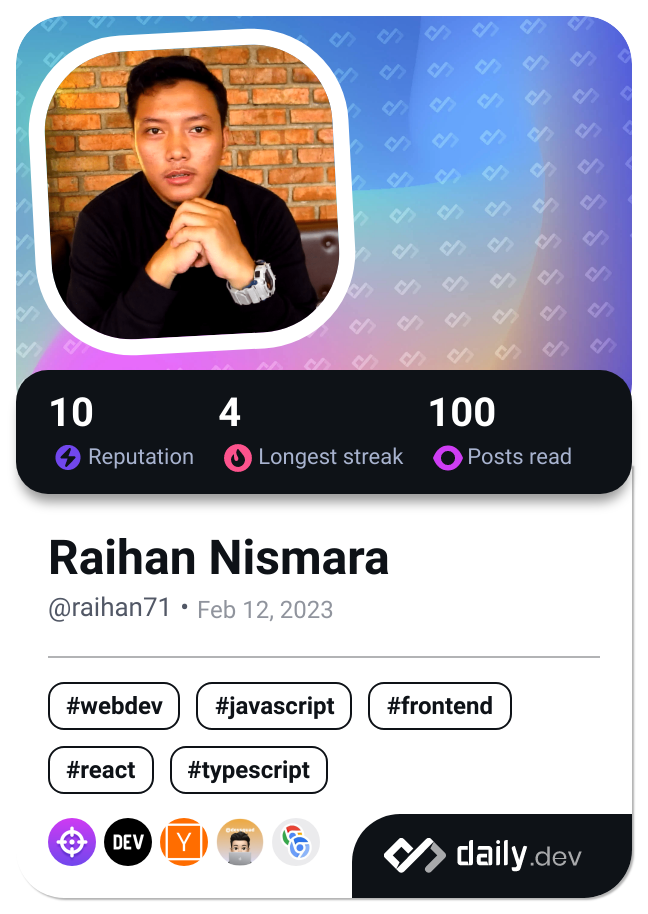 Raihan Nismara's Dev Card