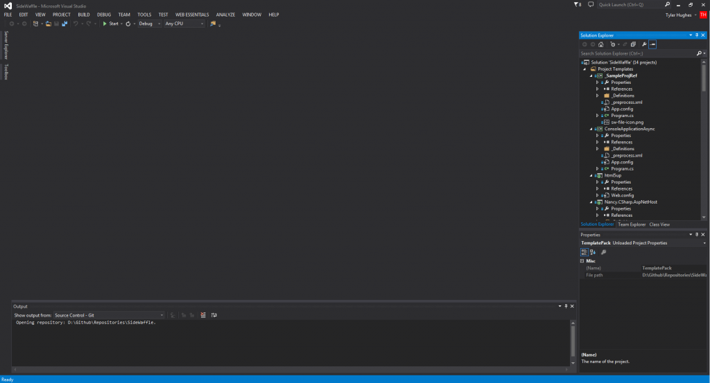 Open SideWaffle.sln in Visual Studo