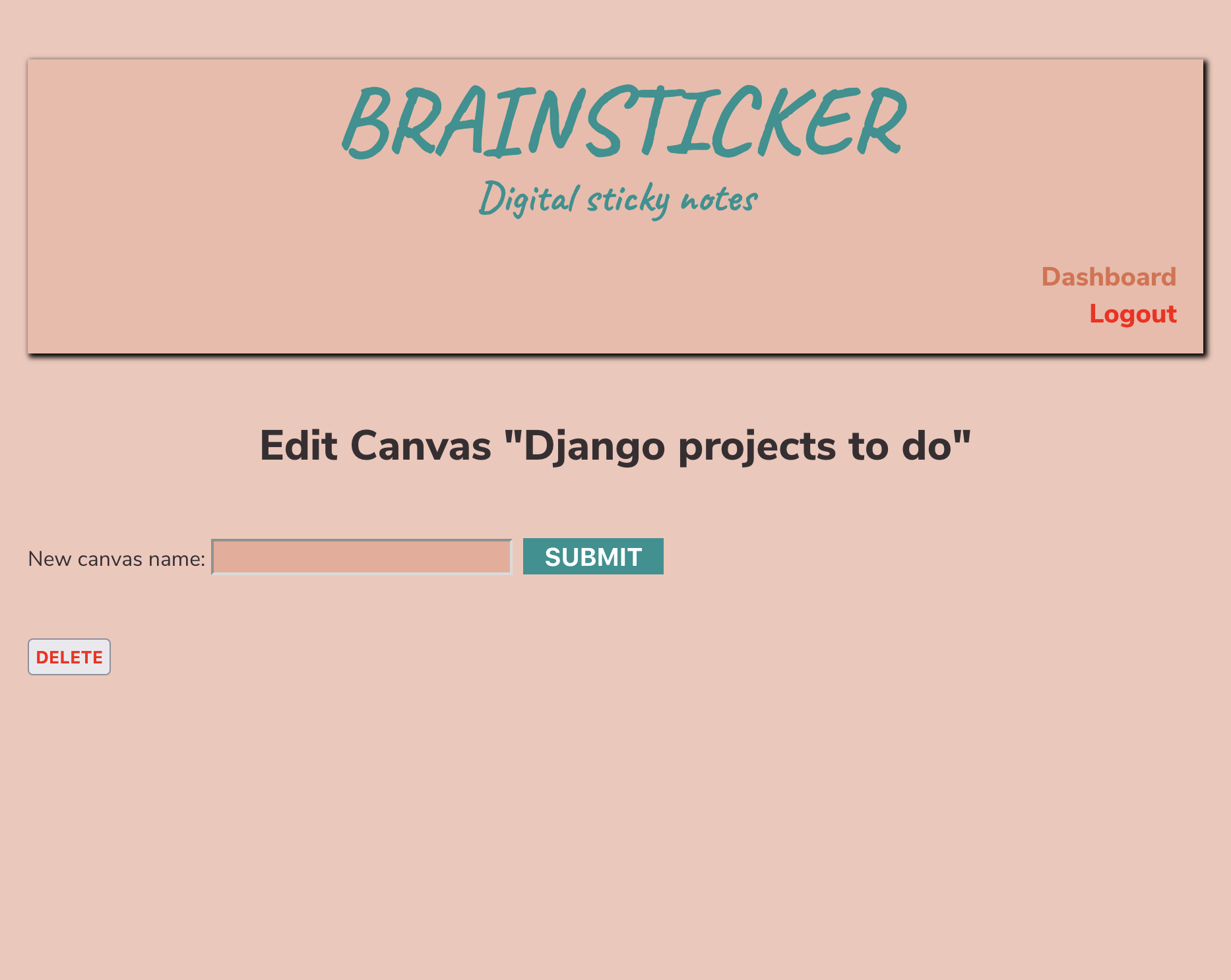 Screenshot of canvas edit page