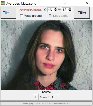 Adaptive Image Averager program GUI