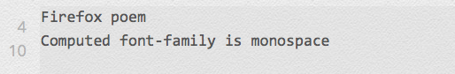 Poem in monospace in Firefox