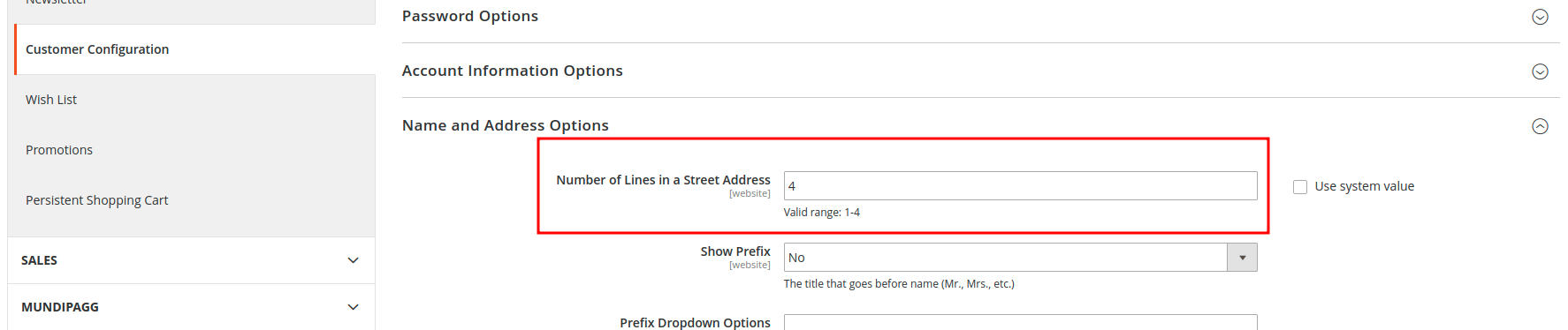 Customer Configuration Field Number