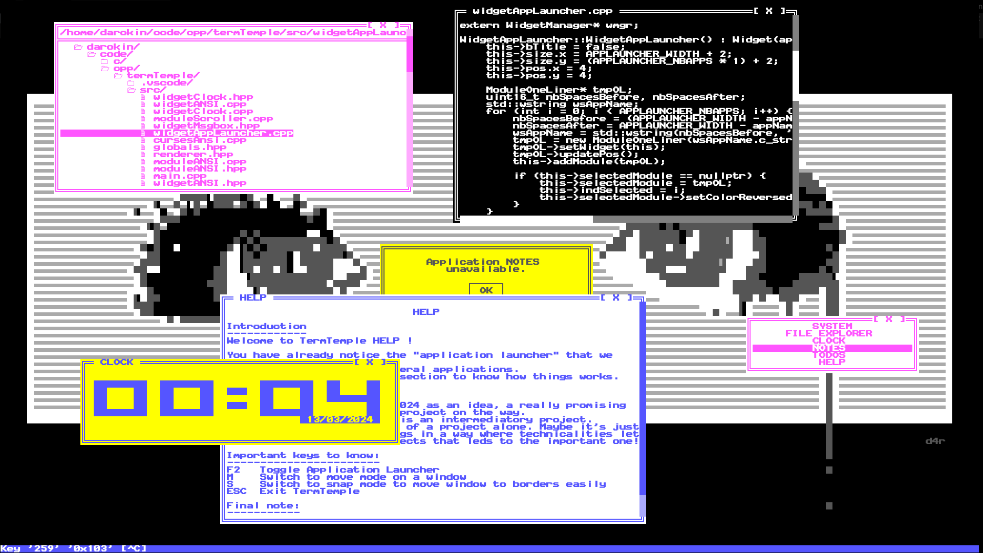 Screenshot of Term Temple console application by darokin