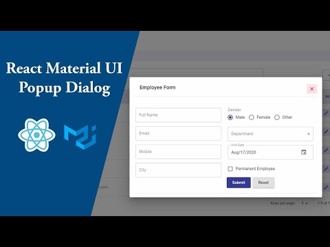 Video Tutorial for Material UI Dialog/ Modal Popup