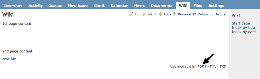 Export wiki page as PDF 