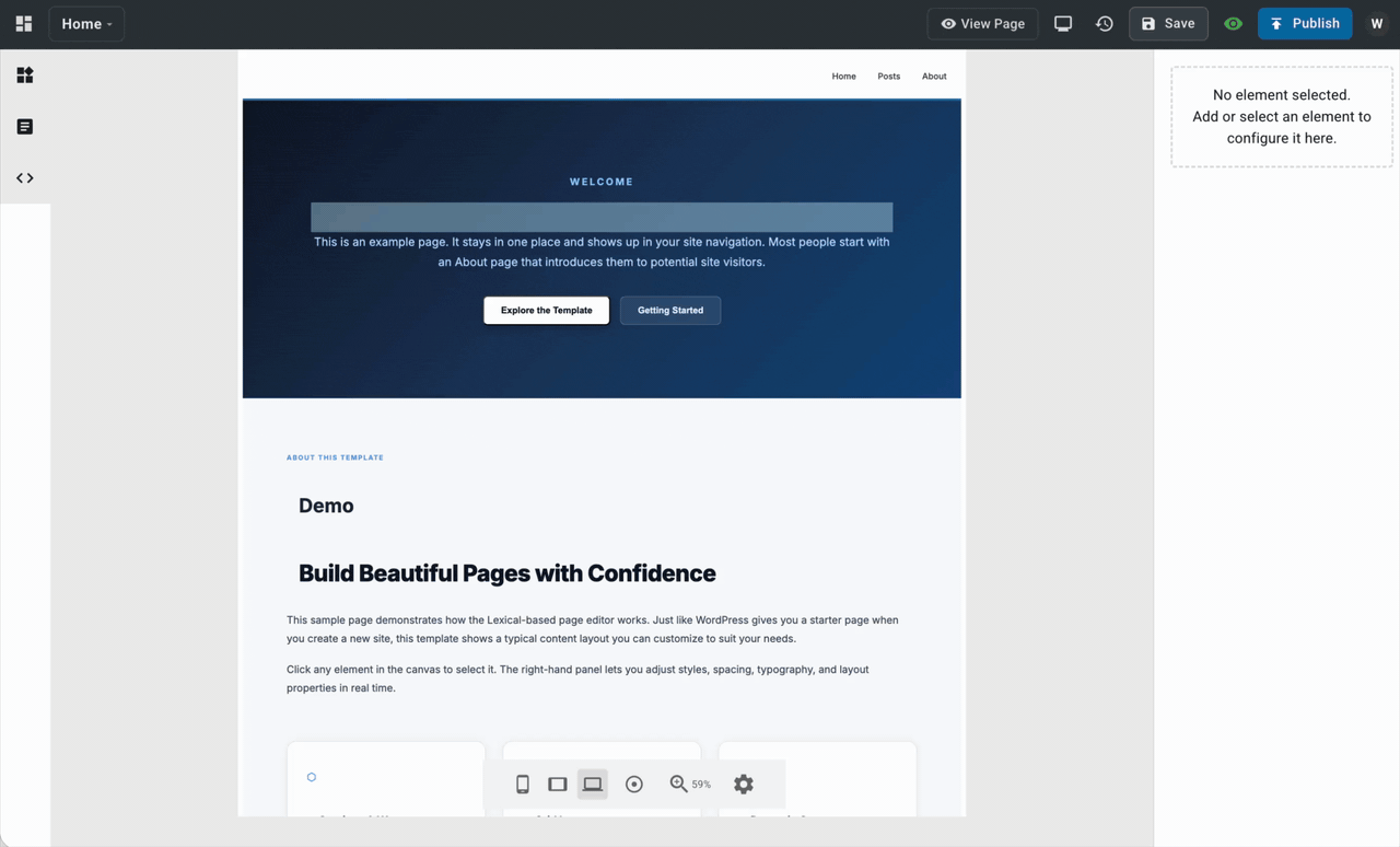 WP-Next Editor canvas demo