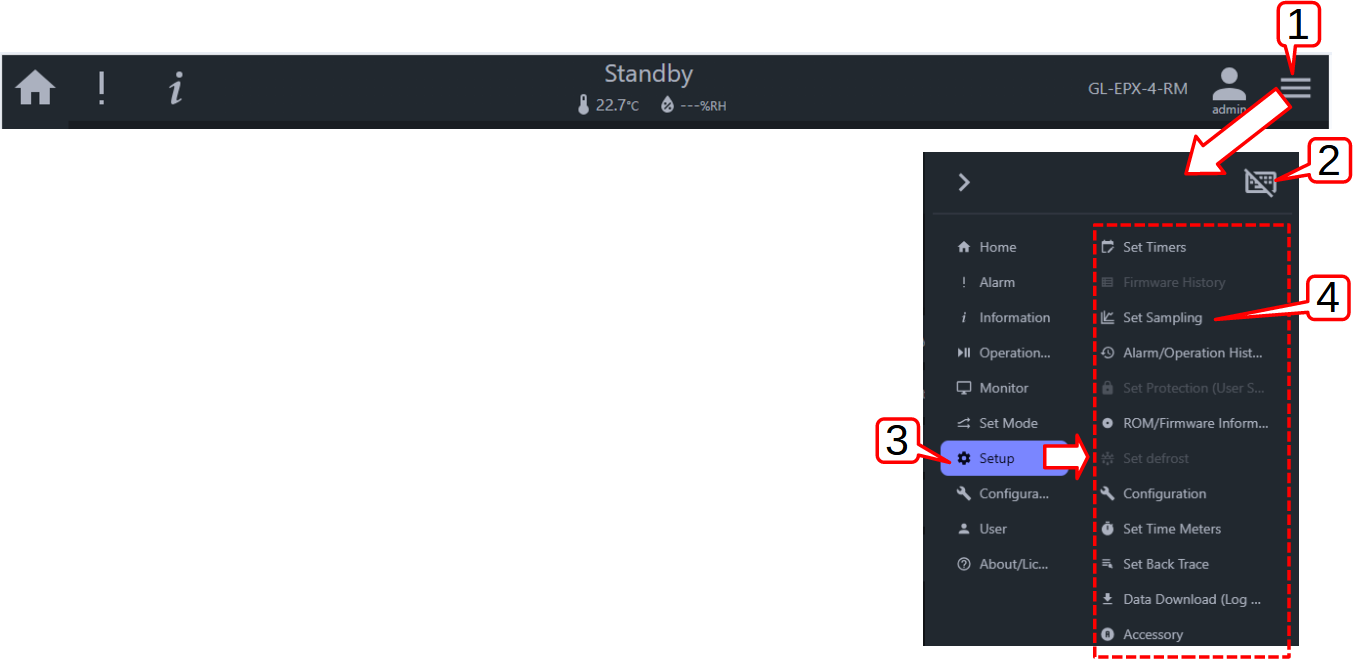 Accessing the Set Sampling page