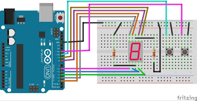 Maker tutor Arduino 7-Segment counter 0-9 