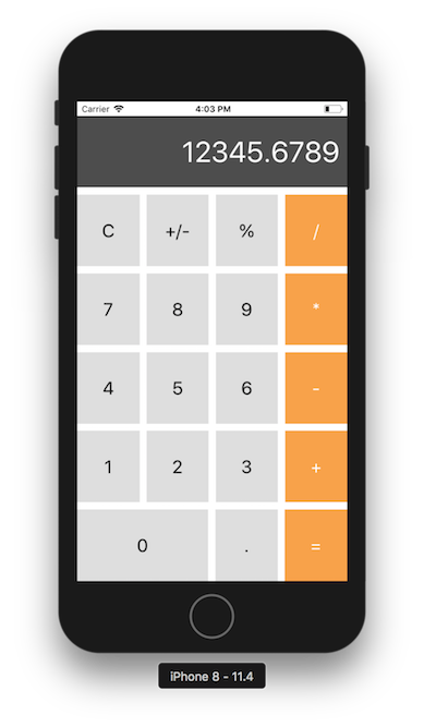 calculator iPhone8 vertical