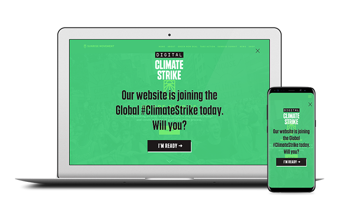 A screenshot of the Digital Climate Strike full page widget with close button