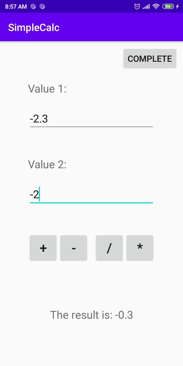 Simple calculator screenshot