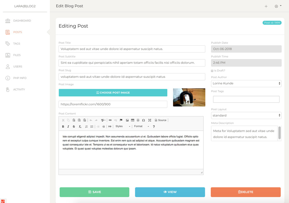 LaraBlog Admin Post Edit