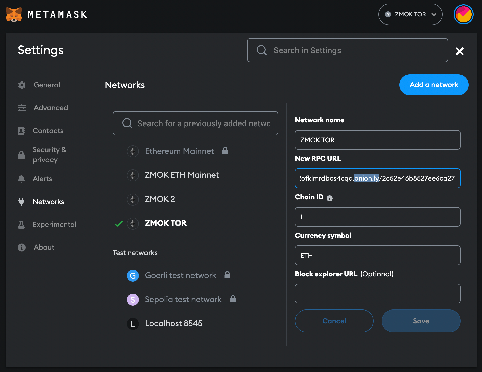 MetaMask Custom Nettwork