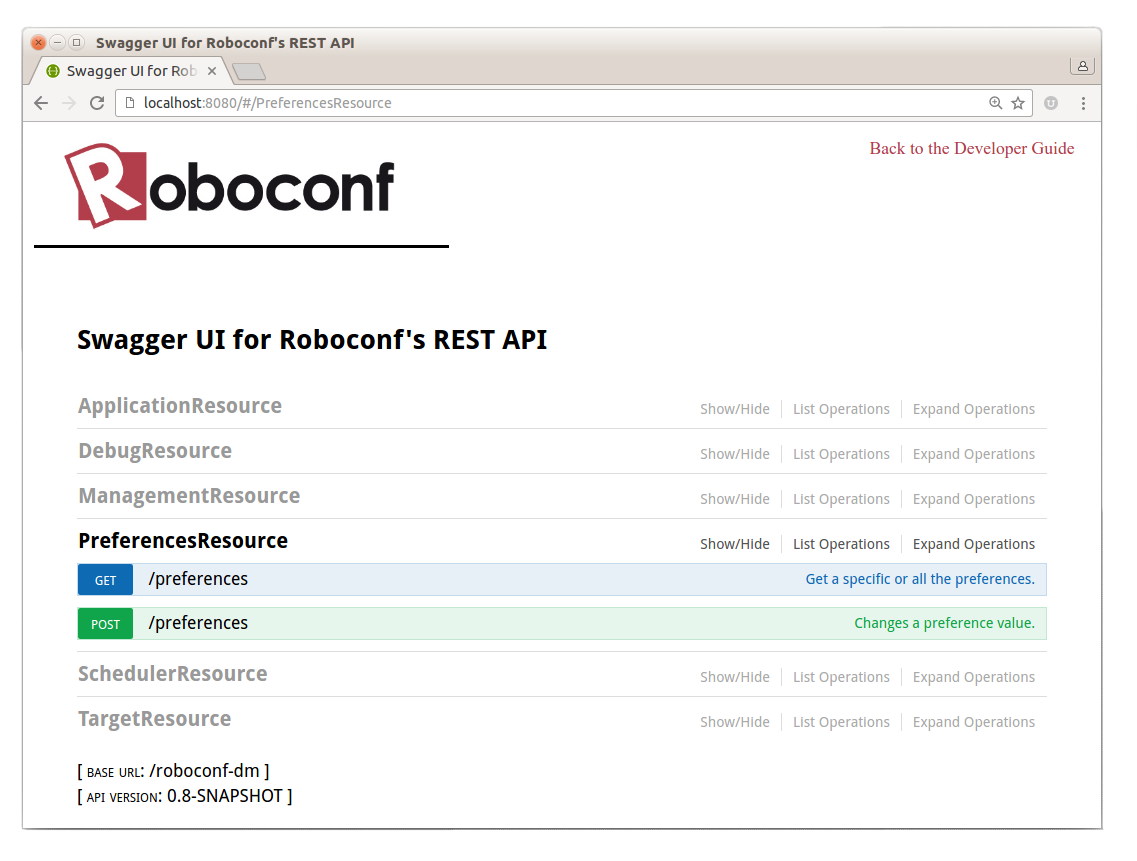 Swagger UI for Roboconf