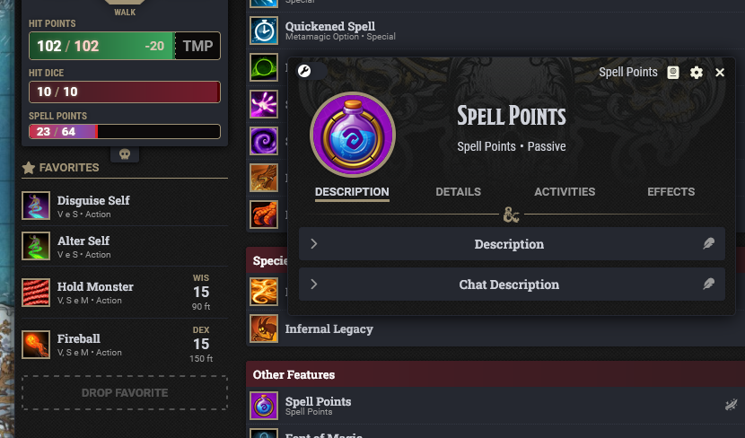 spellpoints on sheet