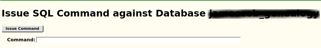 Example of Prompt for entering SQL Command