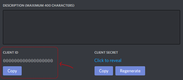 Your app's client ID can be found under the name and description boxes of "General Information"