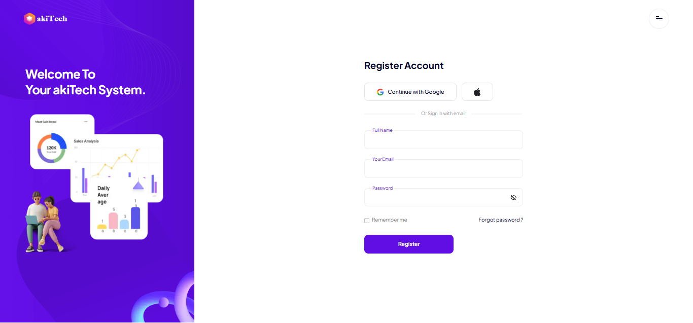 akiTech login page