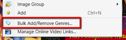 Bulk Add/Edit Genres menu item