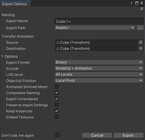 fbx export settings