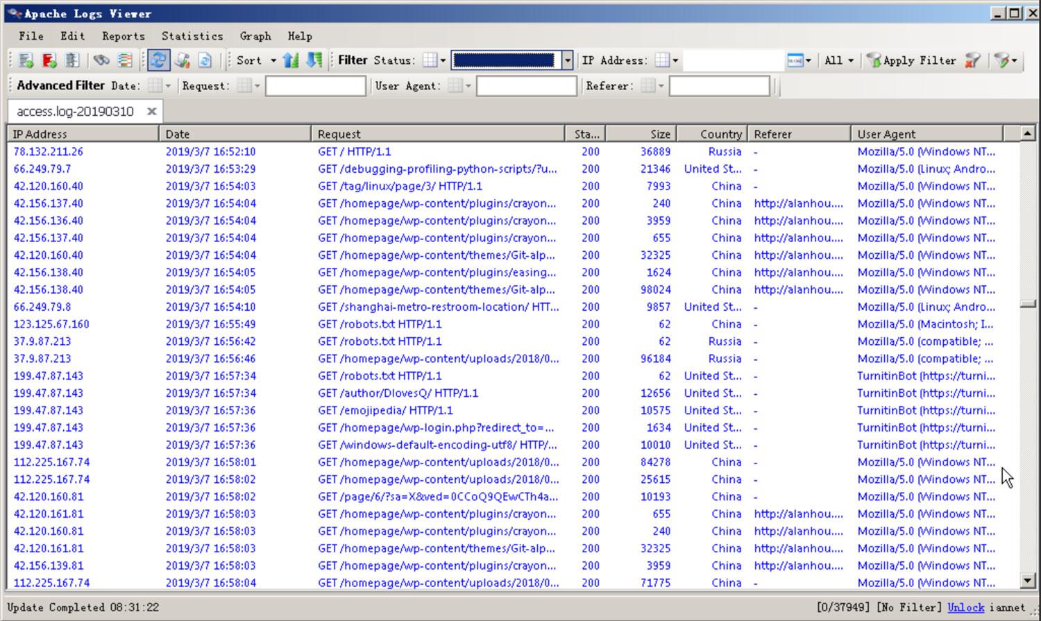 Apache Log Viewer查看 access.log