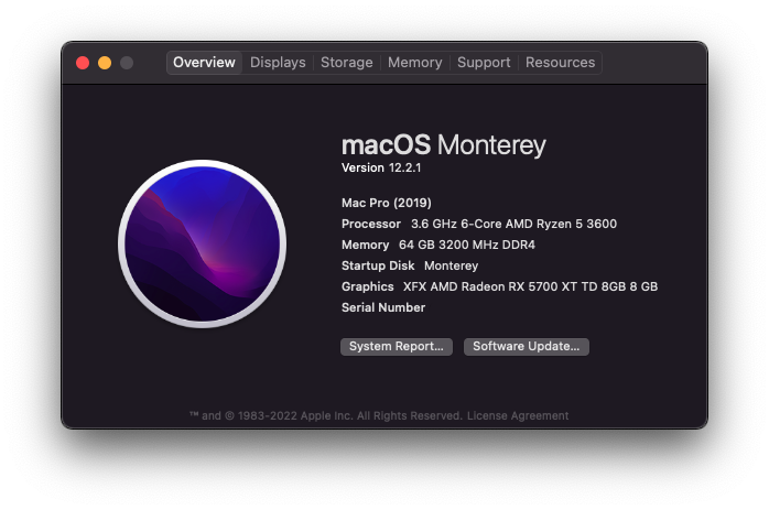 macOS Monterey MSI B450 Tomahawk Max Screenshot