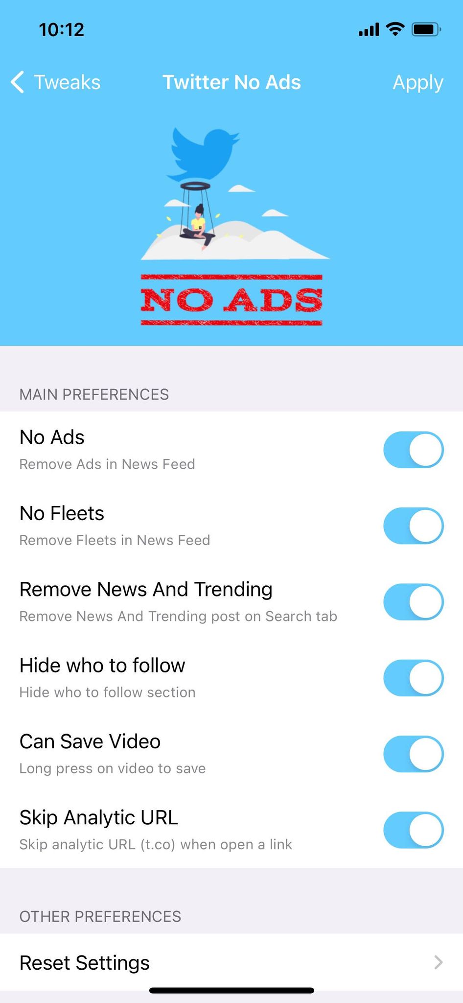 Twitter No Ads Preferences
