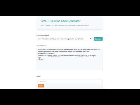 GTP-3 Tailwind CSS Code Generator Presentation