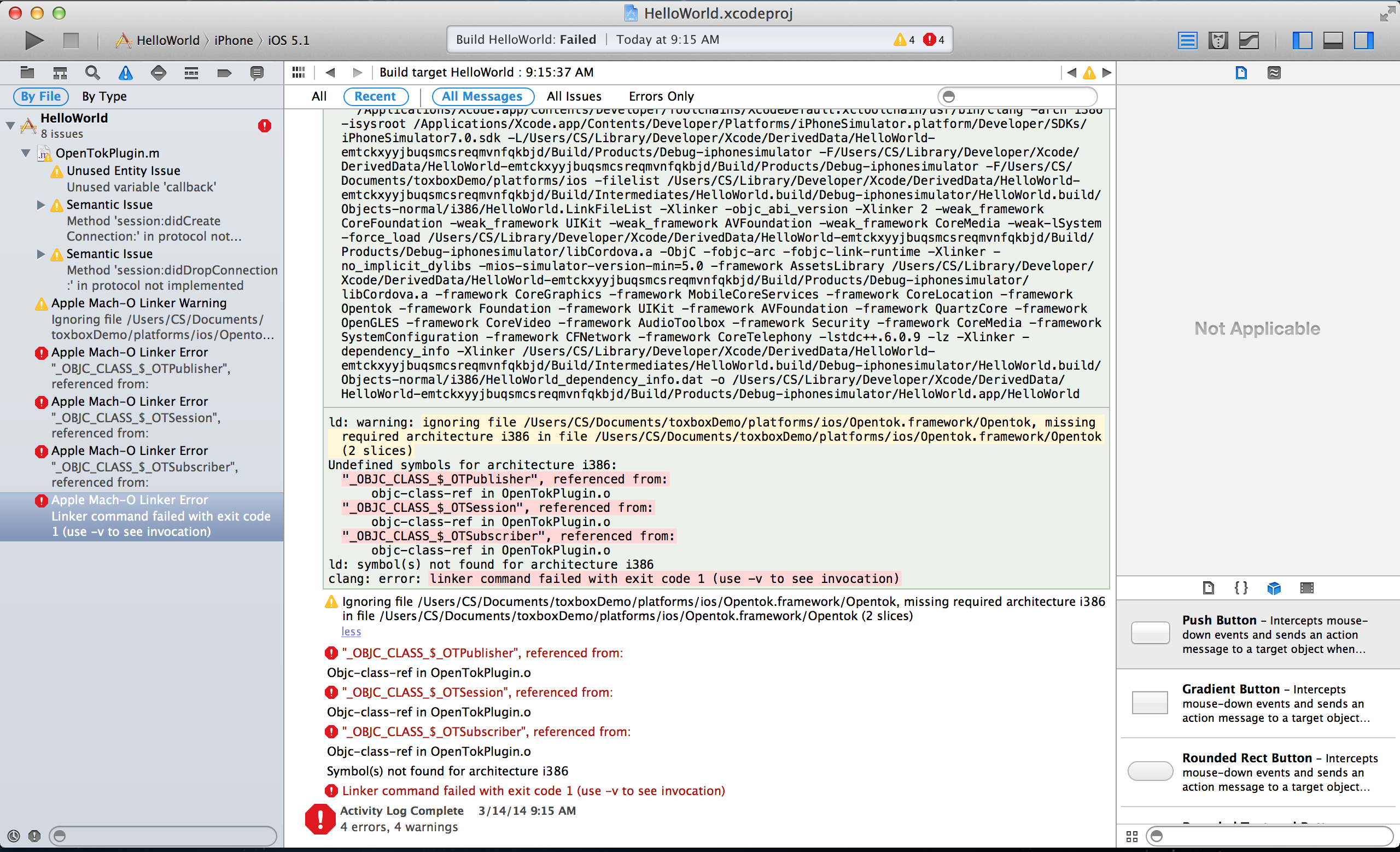 Building ios project, linker errors