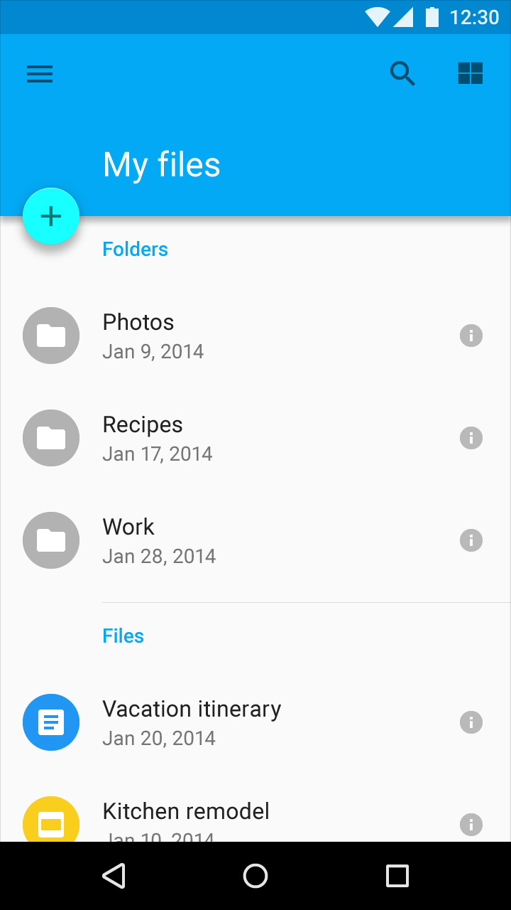 Material Design Subheader example