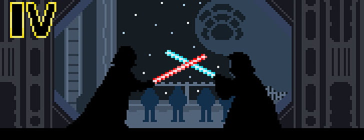 Star Wars, pixel art, lightsaber, A New Hope, HD wallpaper