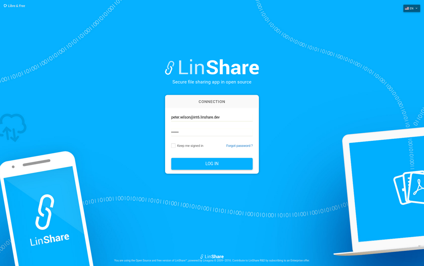 Login page